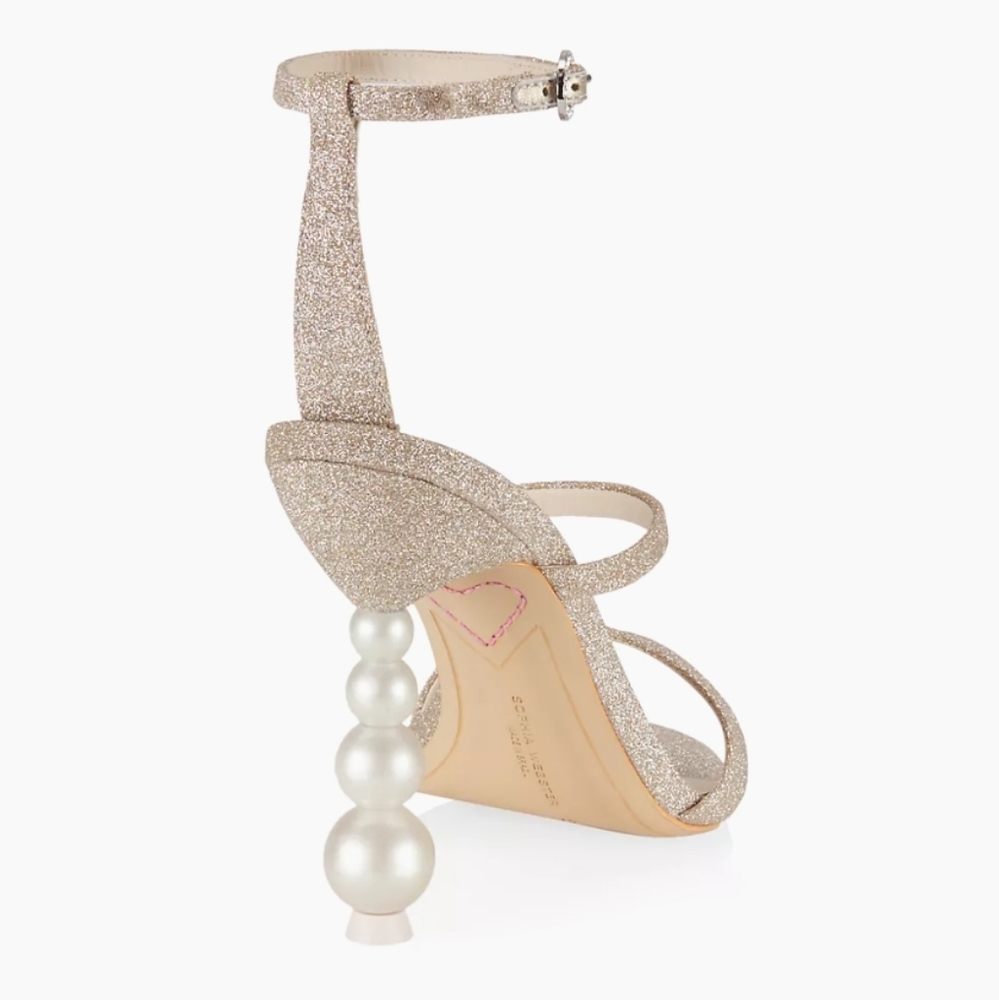 Sophia Webster Rosalind Pearl Glitter Sculptured Heel Sandals Champagne 36.5 - Picture 3 of 11